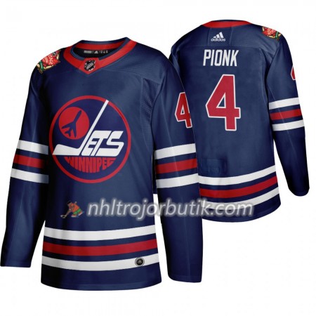 Män Ishockey Winnipeg Jets tröja Neal Pionk 4 Adidas 2019 Heritage Classic Navy Authentic